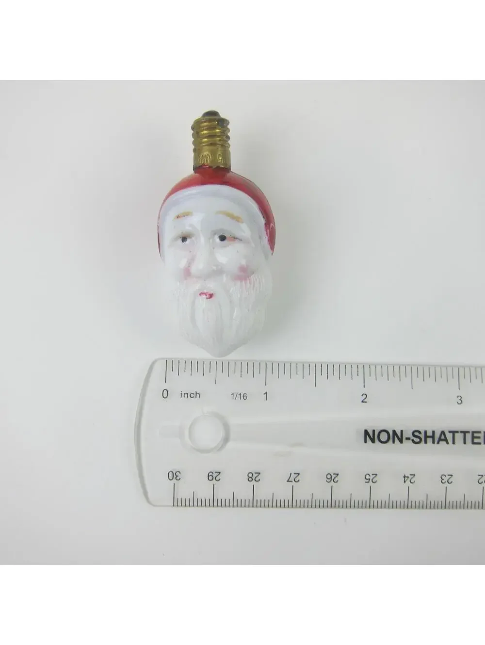 Vintage Santa Claus Christmas Milk Glass Light Bulb Double Side Face Japan WORKS
